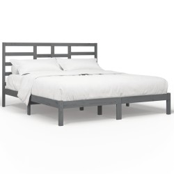 vidaXL Estructura de cama madera maciza gris Super King 180x200 cm