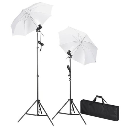 vidaXL Kit de iluminación de estudio con trípodes y sombrillas