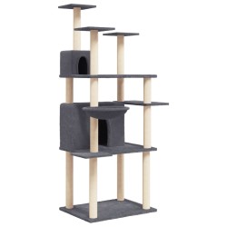 vidaXL Rascador para gatos con postes de sisal gris oscuro 166 cm
