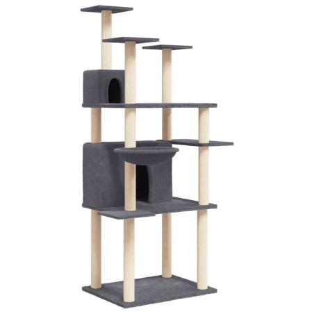 vidaXL Rascador para gatos con postes de sisal gris oscuro 166 cm