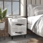 vidaXL Mesita de noche con patas de metal blanco brillo 40x30x50 cm vidaXL Mesita de noche con patas de metal blanco brillo 40x30x50 cm