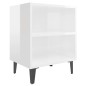 vidaXL Mesita de noche con patas de metal blanco brillo 40x30x50 cm vidaXL Mesita de noche con patas de metal blanco brillo 40x30x50 cm
