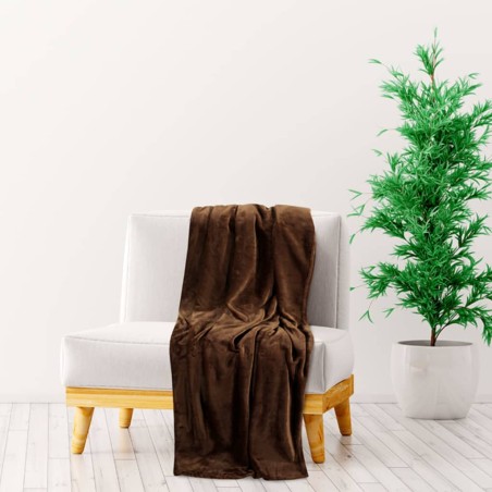 vidaXL Manta de poliéster marrón cacao 130x170 cm