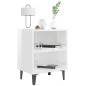 vidaXL Mesita de noche con patas de metal blanco brillo 40x30x50 cm vidaXL Mesita de noche con patas de metal blanco brillo 40x30x50 cm