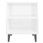 vidaXL Mesita de noche con patas de metal blanco brillo 40x30x50 cm vidaXL Mesita de noche con patas de metal blanco brillo 40x30x50 cm