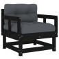 vidaXL Sillones de jardín con cojines 2 uds madera maciza pino negro vidaXL Sillones de jardín con cojines 2 uds madera maciza pino negro