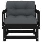 vidaXL Sillones de jardín con cojines 2 uds madera maciza pino negro vidaXL Sillones de jardín con cojines 2 uds madera maciza pino negro