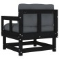 vidaXL Sillones de jardín con cojines 2 uds madera maciza pino negro vidaXL Sillones de jardín con cojines 2 uds madera maciza pino negro