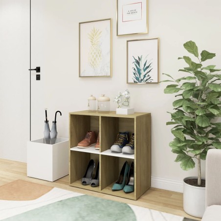 vidaXL Zapatero de recibidor contrachapado blanco roble 105x35,5x70 cm