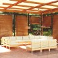 vidaXL Muebles de jardín 13 pzas y cojines madera maciza de pino crema vidaXL Muebles de jardín 13 pzas y cojines madera maciza de pino crema