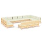 vidaXL Muebles de jardín 13 pzas y cojines madera maciza de pino crema vidaXL Muebles de jardín 13 pzas y cojines madera maciza de pino crema