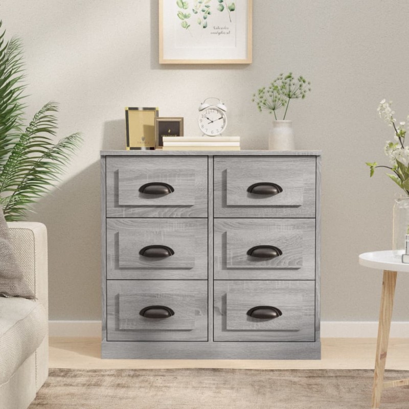 vidaXL Aparador de madera contrachapada gris Sonoma 70x35,5x67,5 cm
