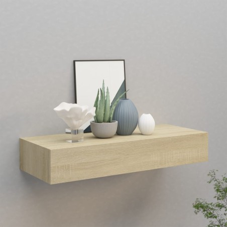 vidaXL Estante con cajón de pared MDF roble 60x23,5x10 cm