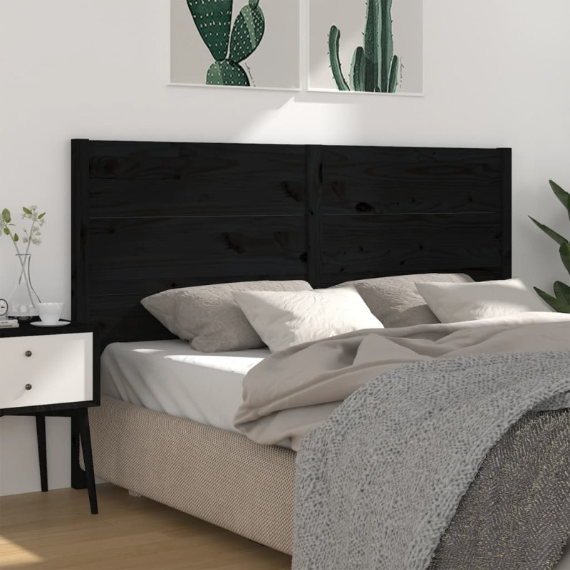vidaXL Cabecero madera maciza de pino negro 146x4x100 cm vidaXL Cabecero madera maciza de pino negro 146x4x100 cm