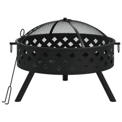 vidaXL Brasero con atizador acero XXL 58 cm