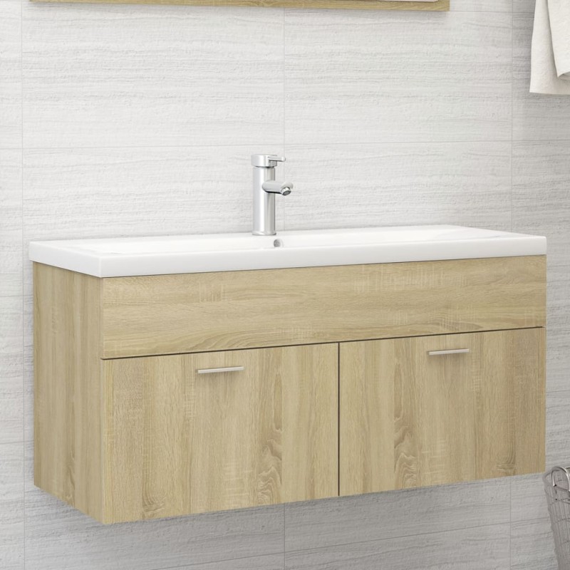 vidaXL Armario para lavabo contrachapada color roble 100x38,5x46 cm vidaXL Armario para lavabo contrachapada color roble 100x38,5x46 cm