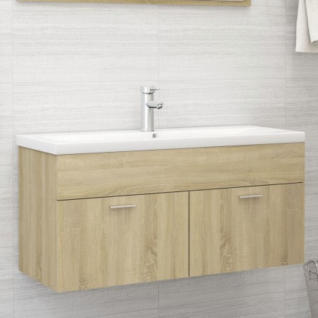 vidaXL Armario para lavabo contrachapada color roble 100x38,5x46 cm