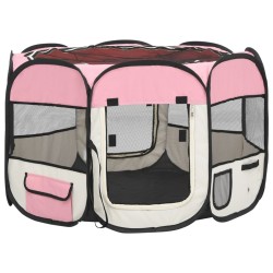 vidaXL Parque de perros plegable bolsa de transporte rosa 90x90x58 cm