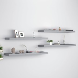 vidaXL Estantes flotantes de pared 4 uds MDF gris 90x23,5x3,8 cm