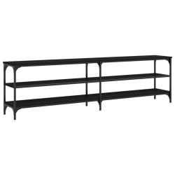 vidaXL Mueble de TV metal y madera contrachapada negro 180x30x50 cm
