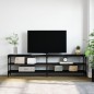 vidaXL Mueble de TV metal y madera contrachapada negro 180x30x50 cm vidaXL Mueble de TV metal y madera contrachapada negro 180x30x50 cm