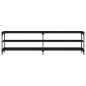 vidaXL Mueble de TV metal y madera contrachapada negro 180x30x50 cm vidaXL Mueble de TV metal y madera contrachapada negro 180x30x50 cm