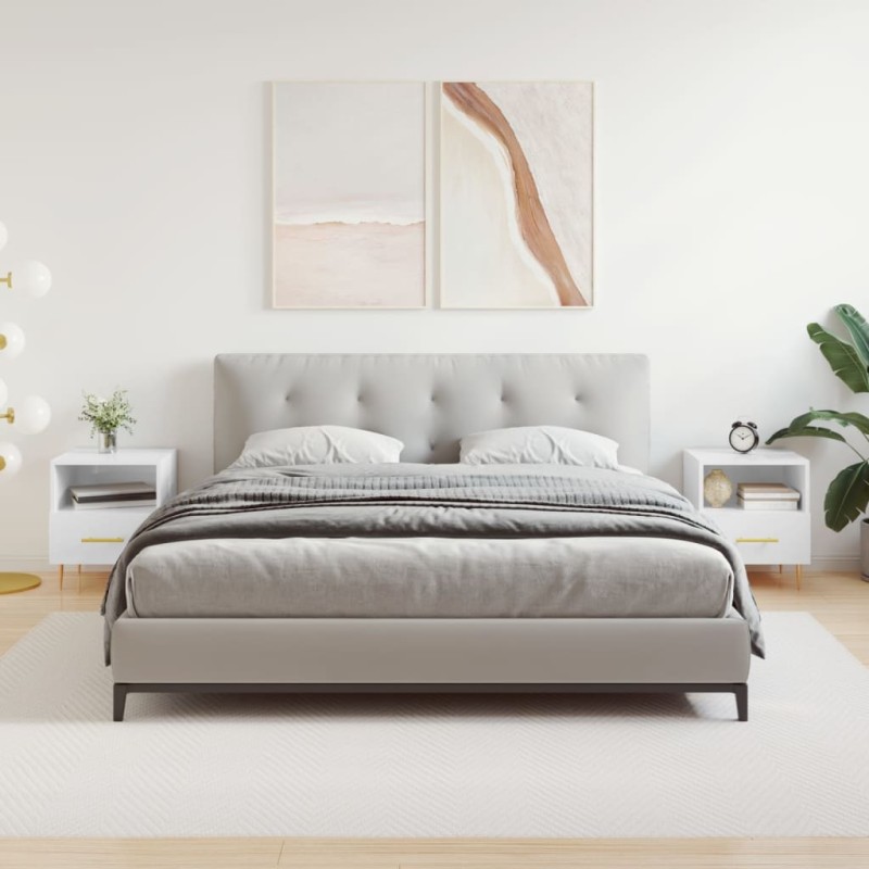 vidaXL Mesita noche 2 uds madera ingeniería blanco brillo 40x35x47,5cm vidaXL Mesita noche 2 uds madera ingeniería blanco brillo 40x35x47,5cm