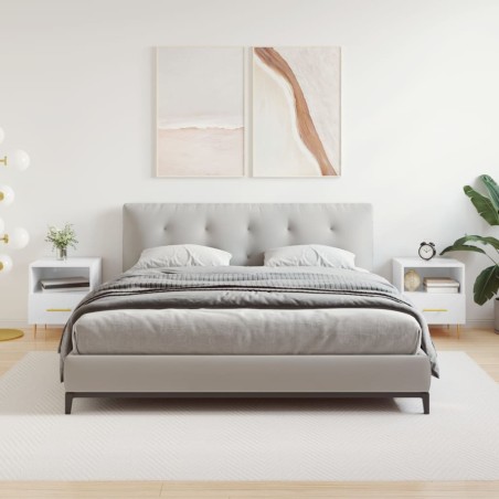 vidaXL Mesita noche 2 uds madera ingeniería blanco brillo 40x35x47,5cm