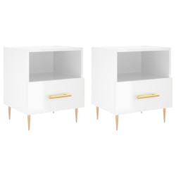 vidaXL Mesita noche 2 uds madera ingeniería blanco brillo 40x35x47,5cm