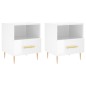 vidaXL Mesita noche 2 uds madera ingeniería blanco brillo 40x35x47,5cm vidaXL Mesita noche 2 uds madera ingeniería blanco brillo 40x35x47,5cm