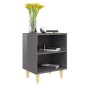 vidaXL Mesitas de noche 2 uds patas de madera gris brillo 40x30x50 cm