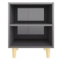 vidaXL Mesitas de noche 2 uds patas de madera gris brillo 40x30x50 cm