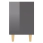 vidaXL Mesitas de noche 2 uds patas de madera gris brillo 40x30x50 cm