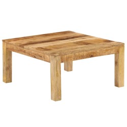 vidaXL Mesa de centro de madera de mango maciza 80x80x40 cm