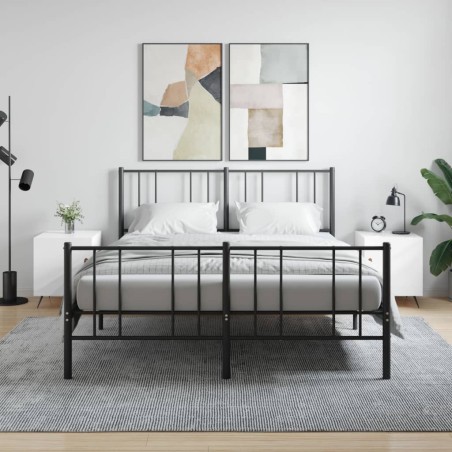 vidaXL Mesitas noche 2 uds madera ingeniería blanco brillo 40x40x50 cm