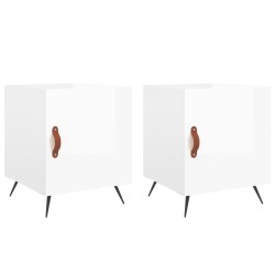 vidaXL Mesitas noche 2 uds madera ingeniería blanco brillo 40x40x50 cm