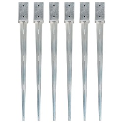 vidaXL Picas de tierra 6 unidades acero galvanizado plateado 7x7x90 cm