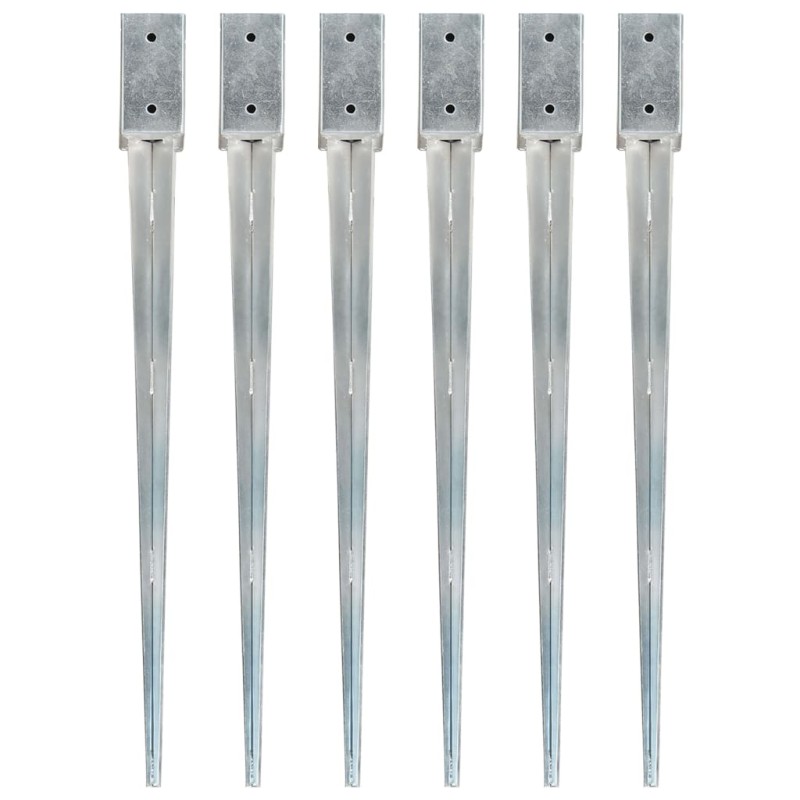 vidaXL Picas de tierra 6 unidades acero galvanizado plateado 7x7x90 cm vidaXL Picas de tierra 6 unidades acero galvanizado plateado 7x7x90 cm