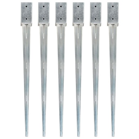 vidaXL Picas de tierra 6 unidades acero galvanizado plateado 7x7x90 cm