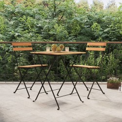 vidaXL Sillas cafetería plegables 2 uds acero y madera maciza de teca