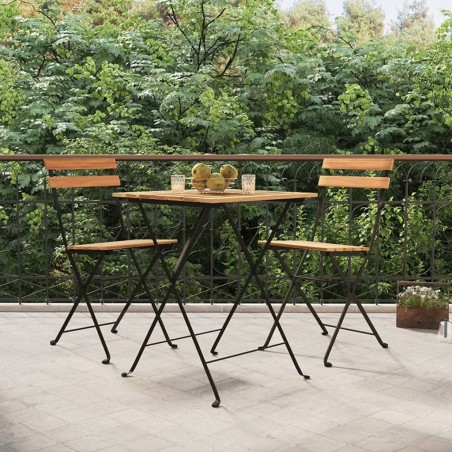 vidaXL Sillas cafetería plegables 2 uds acero y madera maciza de teca