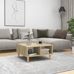 vidaXL Mesa de centro madera contrachapada blanco y roble 60x60x30 cm