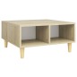 vidaXL Mesa de centro madera contrachapada blanco y roble 60x60x30 cm vidaXL Mesa de centro madera contrachapada blanco y roble 60x60x30 cm