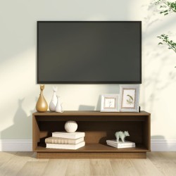 vidaXL Mueble de TV madera maciza de pino marrón miel 90x35x35 cm
