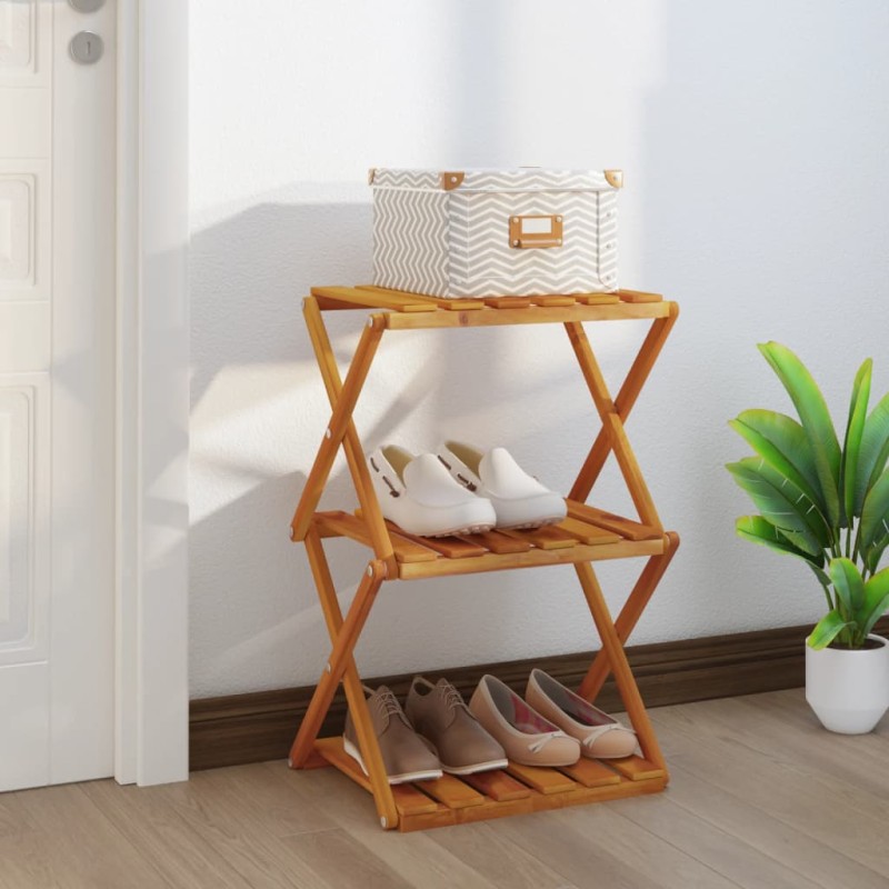 vidaXL Estantería plegable 3 alturas madera acacia marrón 43x31x63 cm vidaXL Estantería plegable 3 alturas madera acacia marrón 43x31x63 cm