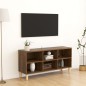 vidaXL Mueble de TV patas de madera maciza marrón roble 103,5x30x50 cm