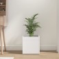 vidaXL Jardinera de madera contrachapada blanco brillante 40x40x40 cm