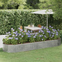 vidaXL Jardinera arriate acero recubrimiento polvo plata 322x100x36 cm