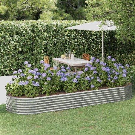 vidaXL Jardinera arriate acero recubrimiento polvo plata 322x100x36 cm