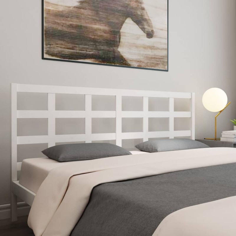 vidaXL Cabecero de cama madera maciza de pino blanco 205,5x4x100 cm vidaXL Cabecero de cama madera maciza de pino blanco 205,5x4x100 cm